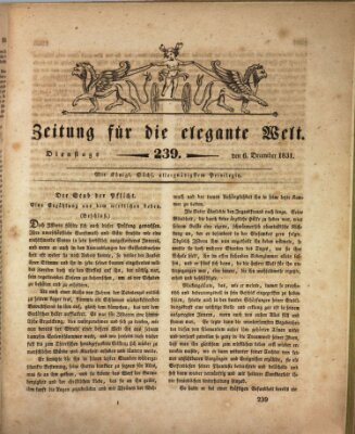 Zeitung für die elegante Welt Dienstag 6. Dezember 1831