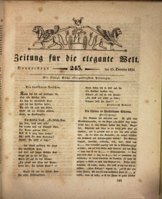 Zeitung für die elegante Welt Donnerstag 15. Dezember 1831