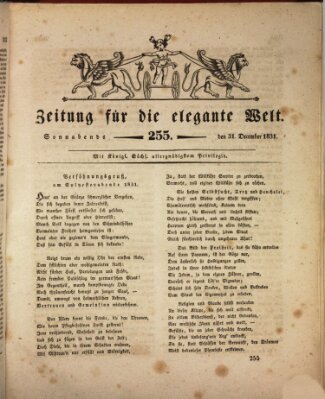 Zeitung für die elegante Welt Samstag 31. Dezember 1831