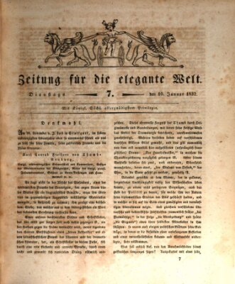 Zeitung für die elegante Welt Dienstag 10. Januar 1832