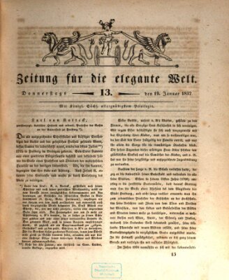 Zeitung für die elegante Welt Donnerstag 19. Januar 1832