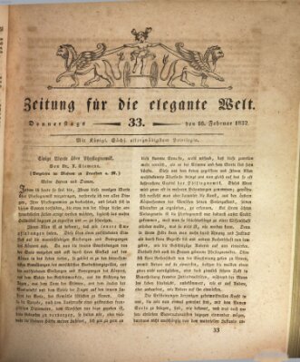 Zeitung für die elegante Welt Donnerstag 16. Februar 1832