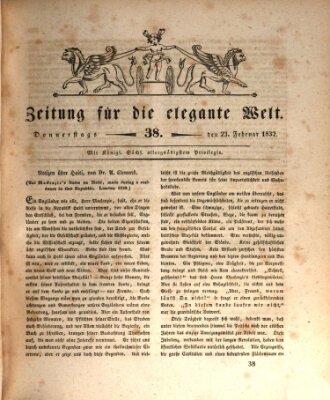 Zeitung für die elegante Welt Donnerstag 23. Februar 1832