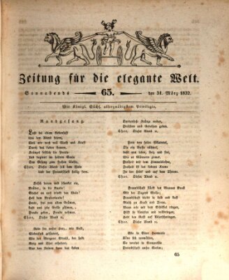 Zeitung für die elegante Welt Samstag 31. März 1832