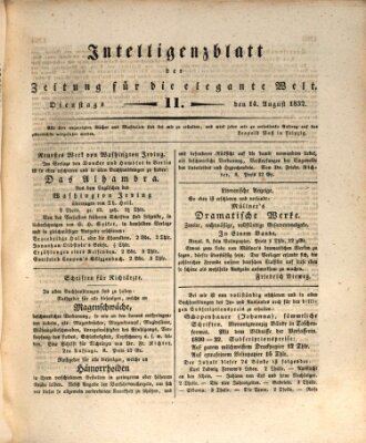 Zeitung für die elegante Welt Dienstag 14. August 1832