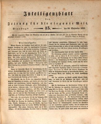 Zeitung für die elegante Welt Dienstag 18. September 1832