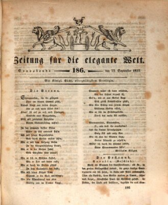 Zeitung für die elegante Welt Samstag 22. September 1832