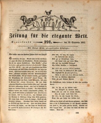 Zeitung für die elegante Welt Samstag 29. September 1832