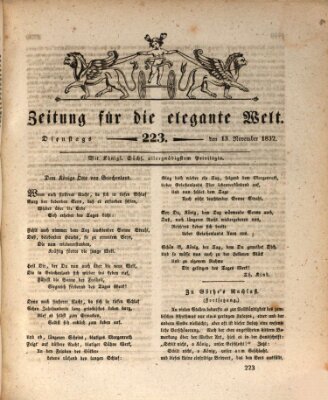 Zeitung für die elegante Welt Dienstag 13. November 1832