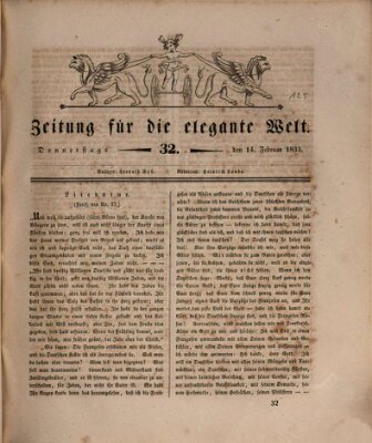 Zeitung für die elegante Welt Donnerstag 14. Februar 1833