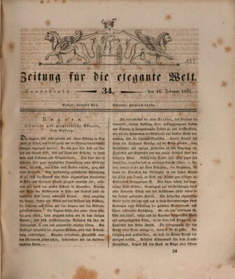 Zeitung für die elegante Welt Samstag 16. Februar 1833