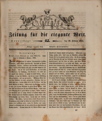 Zeitung für die elegante Welt Donnerstag 28. Februar 1833