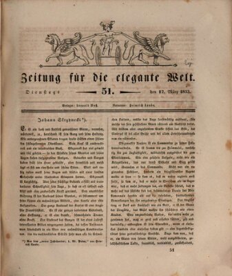 Zeitung für die elegante Welt Dienstag 12. März 1833