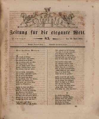 Zeitung für die elegante Welt Montag 29. April 1833