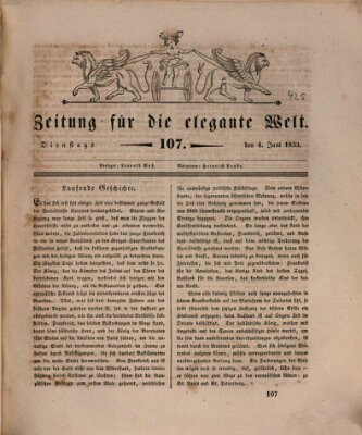 Zeitung für die elegante Welt Dienstag 4. Juni 1833