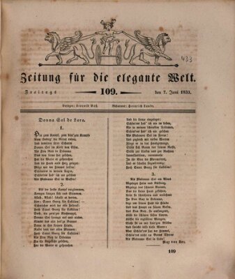 Zeitung für die elegante Welt Freitag 7. Juni 1833