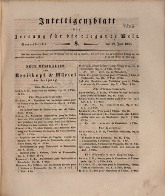 Zeitung für die elegante Welt Samstag 22. Juni 1833