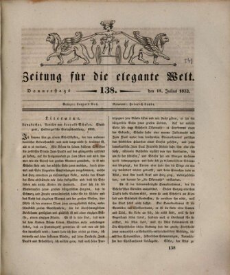 Zeitung für die elegante Welt Donnerstag 18. Juli 1833