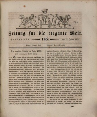 Zeitung für die elegante Welt Samstag 27. Juli 1833