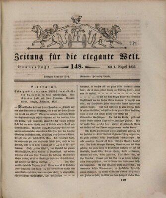Zeitung für die elegante Welt Donnerstag 1. August 1833