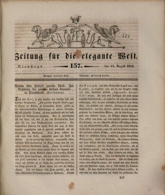 Zeitung für die elegante Welt Dienstag 13. August 1833