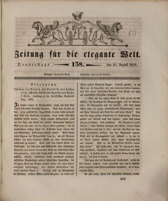 Zeitung für die elegante Welt Donnerstag 15. August 1833