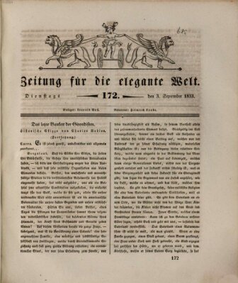 Zeitung für die elegante Welt Dienstag 3. September 1833