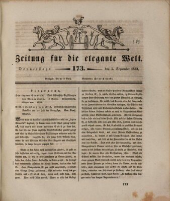 Zeitung für die elegante Welt Donnerstag 5. September 1833