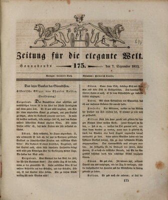 Zeitung für die elegante Welt Samstag 7. September 1833