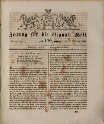 Zeitung für die elegante Welt Freitag 13. September 1833