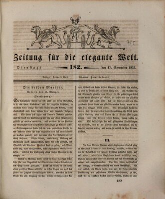 Zeitung für die elegante Welt Dienstag 17. September 1833