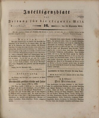 Zeitung für die elegante Welt Dienstag 24. September 1833