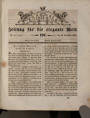 Zeitung für die elegante Welt Montag 30. September 1833