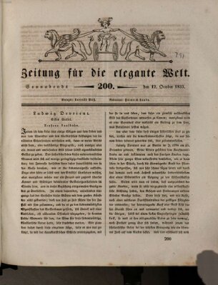 Zeitung für die elegante Welt Samstag 12. Oktober 1833