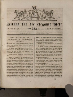 Zeitung für die elegante Welt Dienstag 29. Oktober 1833