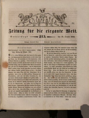 Zeitung für die elegante Welt Donnerstag 31. Oktober 1833