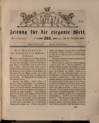 Zeitung für die elegante Welt Dienstag 12. November 1833