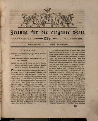 Zeitung für die elegante Welt Donnerstag 5. Dezember 1833