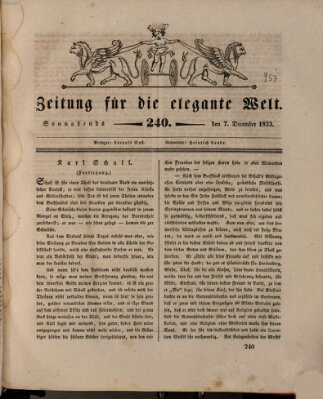 Zeitung für die elegante Welt Samstag 7. Dezember 1833