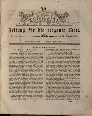 Zeitung für die elegante Welt Freitag 27. Dezember 1833