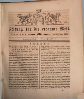 Zeitung für die elegante Welt Donnerstag 20. Februar 1834