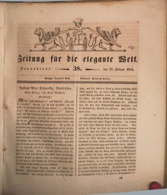 Zeitung für die elegante Welt Samstag 22. Februar 1834