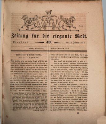 Zeitung für die elegante Welt Dienstag 25. Februar 1834