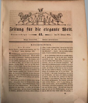 Zeitung für die elegante Welt Donnerstag 27. Februar 1834