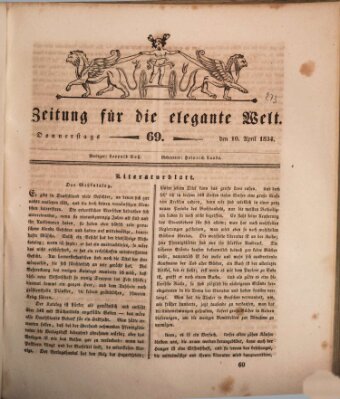 Zeitung für die elegante Welt Donnerstag 10. April 1834