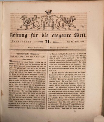 Zeitung für die elegante Welt Samstag 12. April 1834