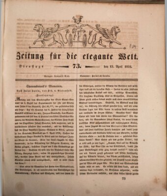 Zeitung für die elegante Welt Dienstag 15. April 1834