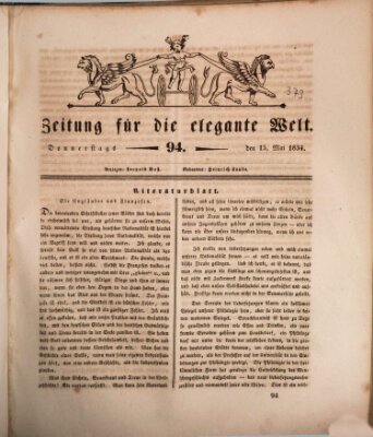 Zeitung für die elegante Welt Donnerstag 15. Mai 1834