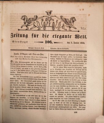 Zeitung für die elegante Welt Dienstag 3. Juni 1834