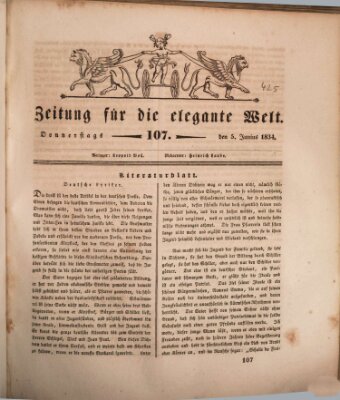 Zeitung für die elegante Welt Donnerstag 5. Juni 1834